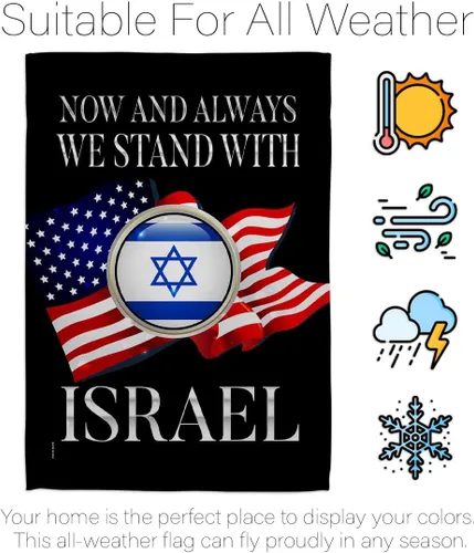 Miniatura 6 de Israel Flag Paquete de 2 banderas con texto en inglés «We Stand» para exteriores, tapiz, pared, habitación, póster de bandera israelí, campamento