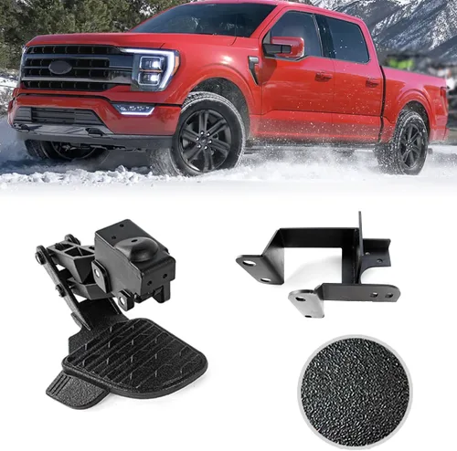 Escalón de Cama de Camión Retráctil para Parachoques Trasero Compatible con F150 2015-2023, Escalón Plegable para Portón Trasero con Revestimientos