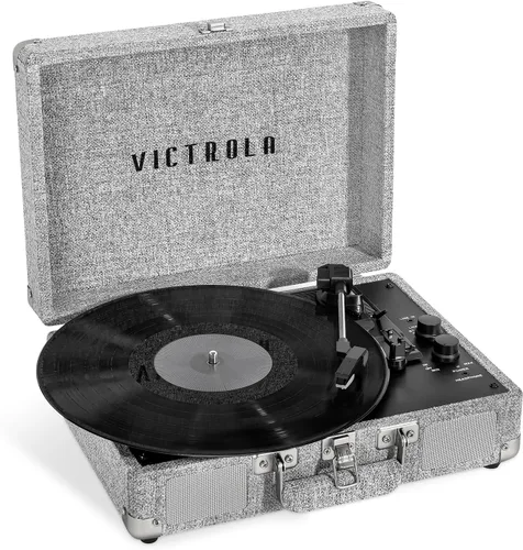 Miniatura 14 de Victrola Journey - Reproductor de discos portátil de maleta con Bluetooth y altavoces integrados, tocadiscos de vinilo de 3 velocidades, salida RCA