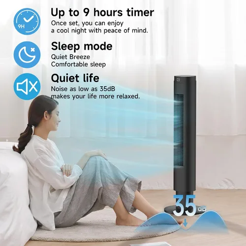 Miniatura 4 de PHILODECO Ventiladores de torre para el hogar, ventilador de piso vertical con control remoto de vibración de 80°, múltiples modos, temporizador