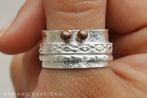 Miniatura 2 de Sterling Silver Spinner Ring Anxiety Spinner Ring Fidget Spinner Ring for Women Handmade Two Spinner Ring Sterling Silver 925