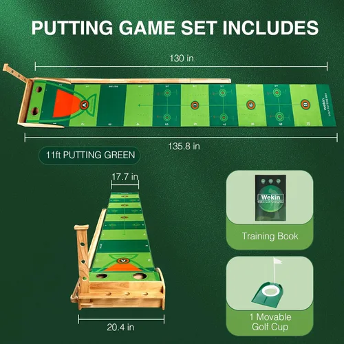Miniatura 5 de Wekin Indoor Putting Green with Auto Ball Return,11 Foot Golf Practice Putting Mat,Ideal Training Putting Mat for Beginners & Advanced Players