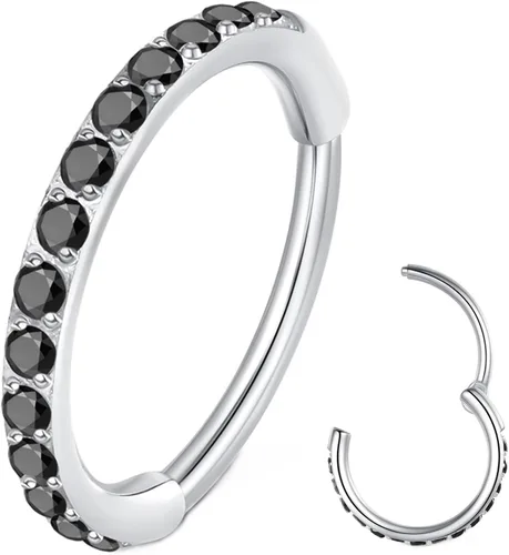 Miniatura 13 de Aretes de acero quirúrgico 316L con circonia cúbica transparente, para cartílago, concha, hélix, rook, tragus, lóbulo, piercing para el cuerpo
