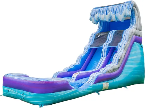 HeroKiddo Tobogán acuático inflable de 16 pies de alto con piscina y soplador acoplables, PVC de grado comercial de 24 pies de largo, tobogán húmedo