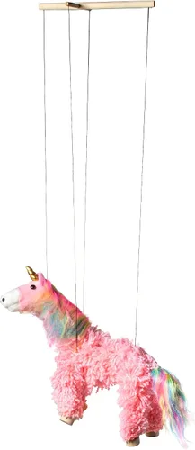 Miniatura 4 de Artisan Owl Marioneta de unicornio rosa de hilo y felpa, pies de madera y cuerdas desmontables, los estilos varían (rosa)