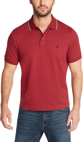 Nautica - Camiseta tipo polo de manga corta para hombre, con corte clásico y diseño de cuello con borde de dos colores