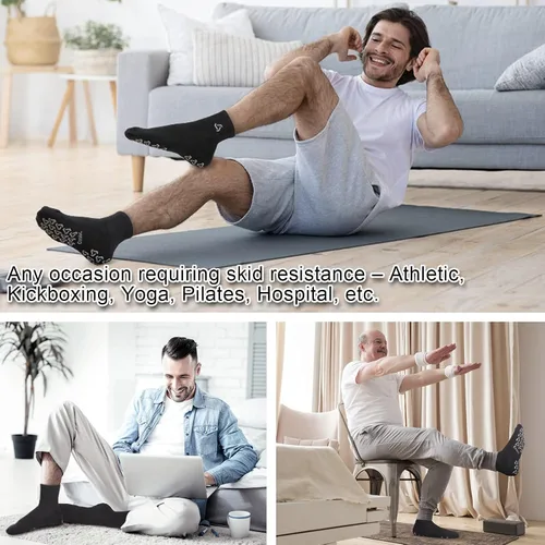 Miniatura 7 de Ozaiic Calcetines antideslizantes para yoga, entrenamiento en casa, Pure Barre, pilates, hospital, calcetines acolchados ideales para hombres