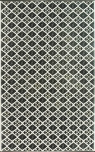 Miniatura 13 de Mad Mats® Alfombra geométrica para exteriores, tapete de plástico reversible (4 x 6 pies, tejido de cesta, piedra blanca)