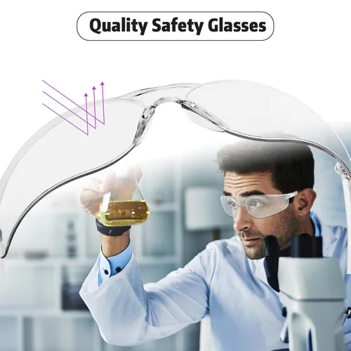 Miniatura 4 de Salfboy Gafas de seguridad transparentes a granel de 10 ANSI Z87.1 Gafas protectoras resistentes a arañazos para trabajo, laboratorio, construcción