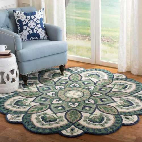 Miniatura 6 de SAFAVIEH - Alfombra de la colección Novelty, modelo NOV604M, estilo floral bohemio rústico campestre, hecha a mano, de lana, ideal para áreas