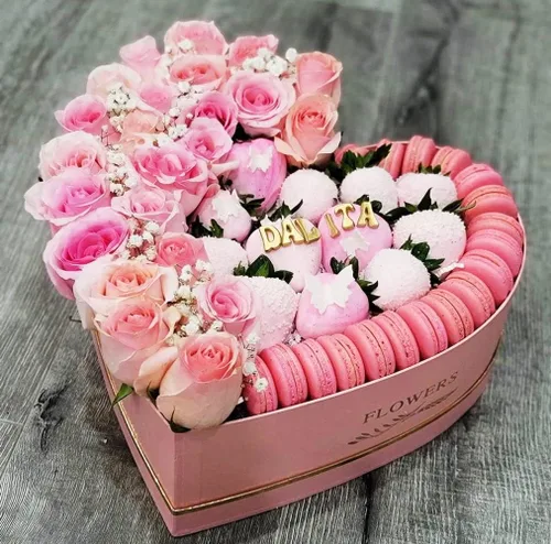 Miniatura 5 de UNIKPACKAGING Juego de 3, flores en forma de corazón/cajas de regalo (rosa)