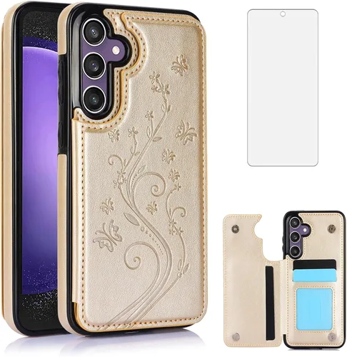 Miniatura 12 de Asuwish Funda de teléfono para Samsung Galaxy S23 FE 5G con protector de pantalla de vidrio templado y tarjetero con soporte para tarjetero, soporte