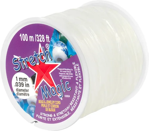 Miniatura 37 de Cordón elástico para cuentas Stretch Magic – Color negro, 0.6mm de diámetro, 100 metros (328 pies) - Fácil de anudar, cuerda fuerte y elástica