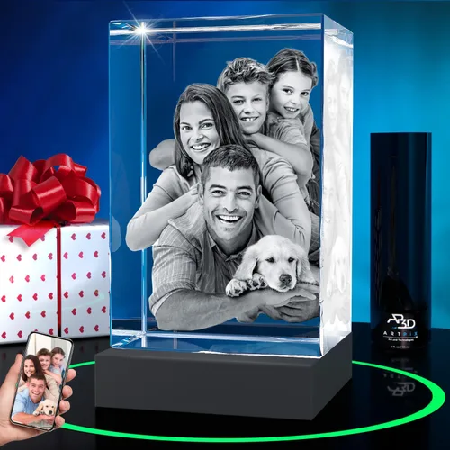 Miniatura 14 de ArtPix - Foto de cristal 3D, regalos personalizados para papá, mujeres, esposa, abuelo, gran regalo personalizado con tu propia foto, grabado en 3D