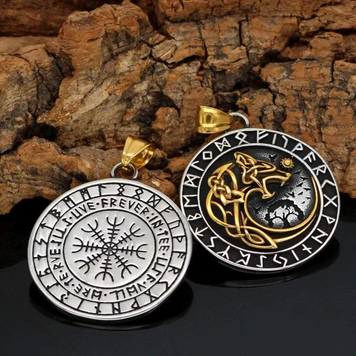 Miniatura 3 de GuoShuang Noridc - Collar vikingo de acero inoxidable para hombre, con bolsa de regalo de Valknut