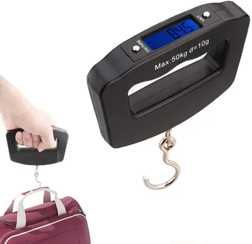 Miniatura 7 de Meichoon Báscula digital de equipaje de 110 libras110.2 lbs, mini báscula electrónica portátil con gancho de pesca, función de tara, pantalla LCD