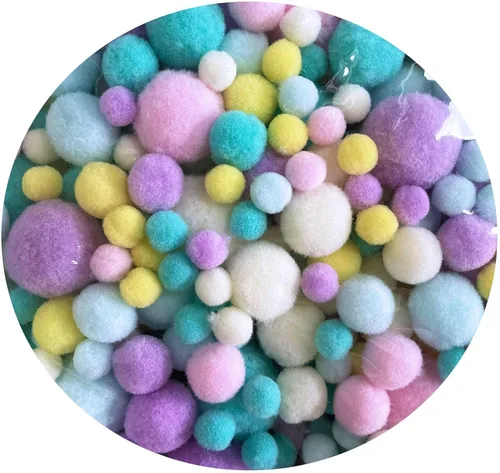 Miniatura 5 de Jxpinet 1000 bolas de pompones de 5 tamaños de 1 a 1.2 in, bolas de pompones surtidos para decoración de arte y manualidades (serie azul y púrpura)