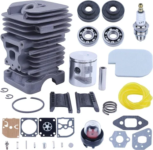 Adefol Kit de pistón de cilindro de motosierra de 1.614 in para Poulan P3314 P3416 P3816 P3516PR con bujía, bombilla de imprimación, juego de