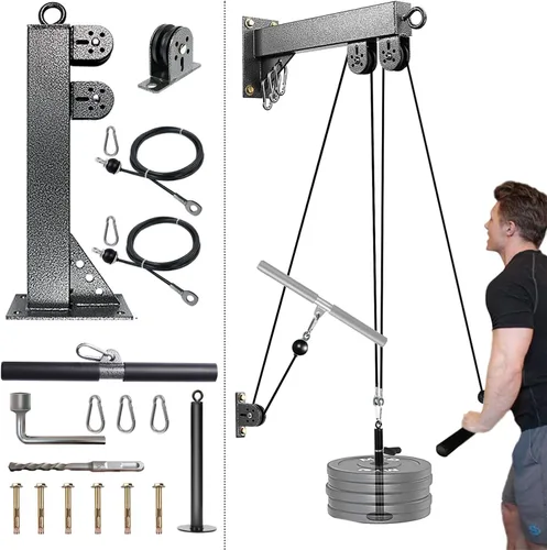 MARSAFIT Sistema de Polea de Montaje en Pared para Fitness, Sistema de Polea de Cable de Peso para Gimnasio, Máquina de Cable para Tracciones LAT y