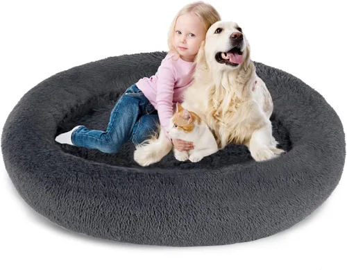 Miniatura 27 de SAVFOX Camas calmantes de felpa para perros, cama de perro de dona para perros pequeños, tamaño mediano, grande y extragrande, cómoda cama para Beige