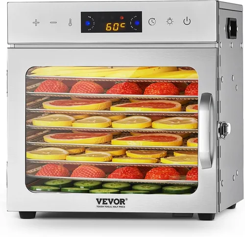 Miniatura 15 de VEVOR Máquina deshidratadora de alimentos, deshidratador de frutas de 5 bandejas, secadora eléctrica de alimentos de 300 W con temporizador