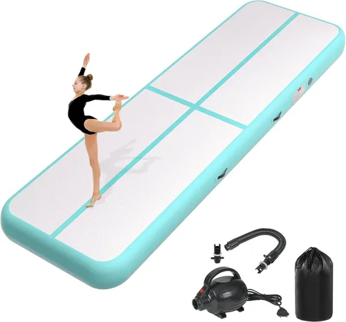 Miniatura 9 de Colchoneta inflable de gimnasia de 6, 10, 13, 16, 20 pies, 4/8 pulgadas de grosor, con bomba de aire eléctrica para uso doméstico, entrenamiento