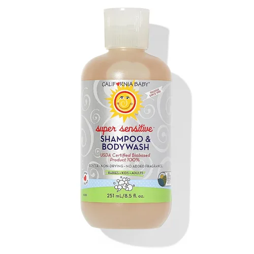 California Baby Champú para bebé súper sensible + lavado de bebé, 100% a base de plantas, gel de baño sin perfume para pieles sensibles,