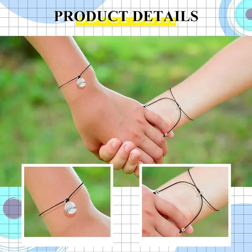 Miniatura 4 de Hicarer Pulseras de promesa, pulseras de amistad para el regreso a clases, juego de dijes a distancia para amigos, mujeres y niñas, regalo del día
