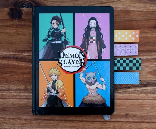 Miniatura 6 de Retrato de personaje de Demon Slayer 5 pestañas adhesivas de notas Marcadores de página de libros, papel de papelería para notas de trabajo