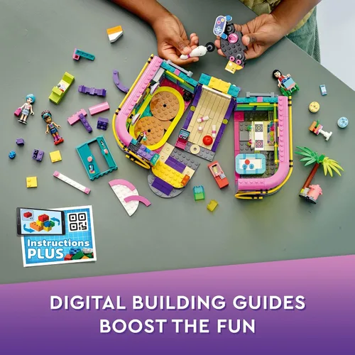 Miniatura 5 de LEGO Friends Roller Disco Arcade Set 41708, juego de bolos de juguete, mini muñeca Andrea incluida, idea de regalo de cumpleaños para niños, niñas