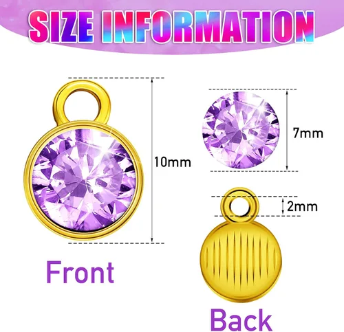 Miniatura 3 de Hicarer 72 piezas cuentas de piedra natal de cristal con dijes para bisutería, cuentas para collar, pulsera, aretes, 7 mm