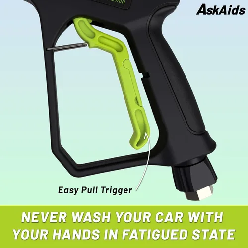 Miniatura 8 de Pistola corta de lavado a presión con cañón de espuma, pistola de espuma de lavado de alta presión con conector rápido de 1/4 pulgadas, 5 boquillas