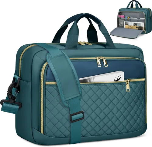 Miniatura 19 de NEWHEY Bolsa para laptop de 17.3 pulgadas, maletín para computadora portátil para mujeres y hombres, bolsa de hombro impermeable, bolsa de mensajero