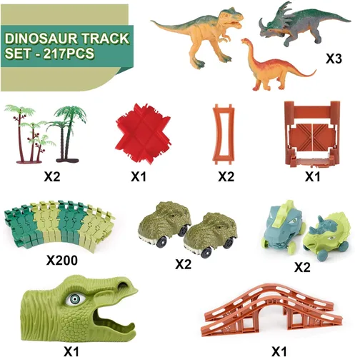 Miniatura 4 de GIAT Juguetes de Pista de Dinosaurios - Los Mejores Regalos de Cumpleaños para Niños y Niñas de 3 4 5 6 7 Años, Pista de Autos de Carreras