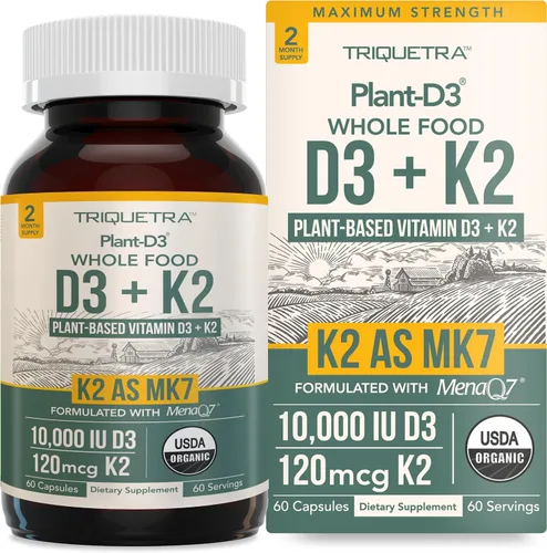 Miniatura 8 de Vitamina D3 K2 orgánica de plantas 10000 iu - MK7 All-Trans de MenaQ7 (120 mcg K2) - Gotas sublinguales D3 10,000 iu (colecalciferol) 100% orgánicas
