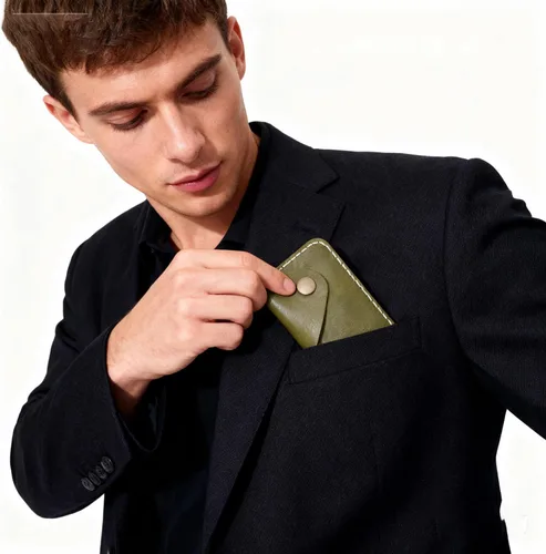 Miniatura 66 de Cartera organizadora de tarjetas de bolsillo frontal cosida a mano minimalista de cuero genuino para tarjetas, billetera con tarjetero pequeño, Negro