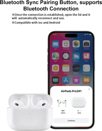 Miniatura 2 de Funda de carga inalámbrica compatible con AirPods Pro de 1ª y 2ª generación con carga USB-C, repuesto de funda de cargador Air Pod Pro 1 2 con botón