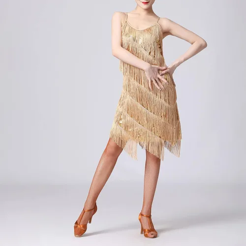 Miniatura 6 de Vestido de lentejuelas de los años 20 con flecos y borlas para mujer, sexy, Gatsby, cóctel, vintage, tango, salón de baile, fiesta de los años 20