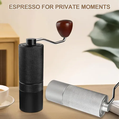Miniatura 8 de Molinillo de café manual no desmontable con rebabas cónicas de acero inoxidable de 25 niveles, juego de regalo portátil de aluminio, adecuado