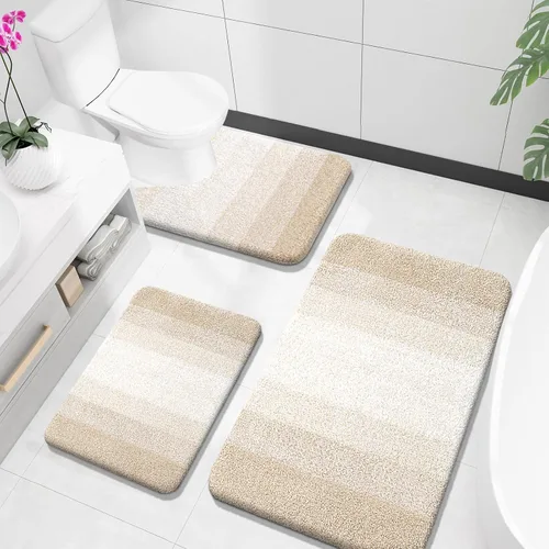 Miniatura 39 de OLANLY Juego de alfombras de baño de 3 piezas, alfombras de baño de microfibra suave y absorbente y alfombra de inodoro de contorno en forma de U