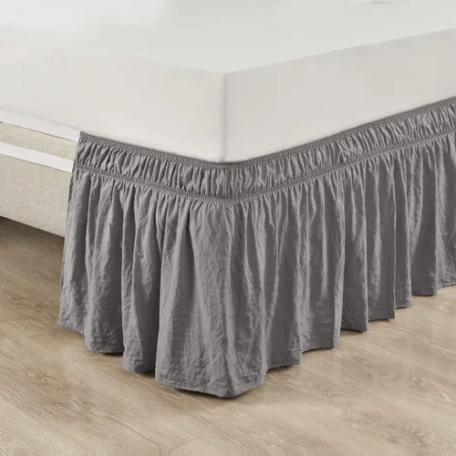 Miniatura 12 de Lush Decor Falda de cama elástica con volantes fruncidos, fácil de envolver, individual individual/individual XL, color blanco completo, falda