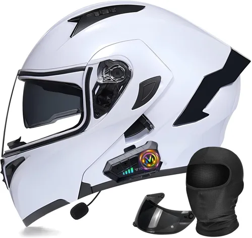 Miniatura 19 de Casco modular Moto Bluetooth con doble visera, con micrófono para Respuesta Automática Casco de Moto Homologado ECE Adecuado para Hombre Mujer