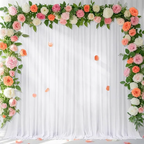 Miniatura 3 de Cortina de gasa de telón de fondo para boda de 9.8 pies por 10 pies, para decoración de escenario de fiesta o boda Blanco
