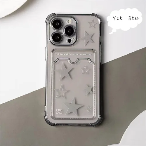 Miniatura 5 de Funda compatible con iPhone 11, funda suave coreana Y2K Star con ranura para tarjetero, bonita funda protectora kawaii transparente a prueba de Para