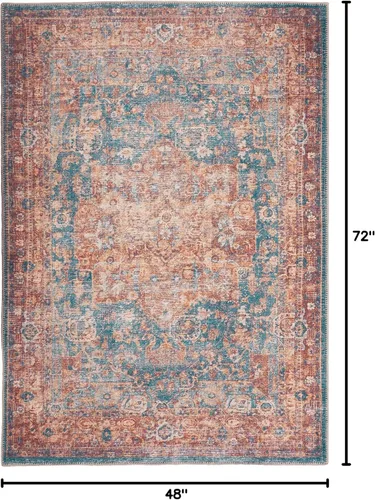 Miniatura 151 de GLN Rugs Traditional Collection - Alfombra de felpilla lavable a máquina, tradicional lavable, antideslizante, alfombra de felpilla de pelo corto