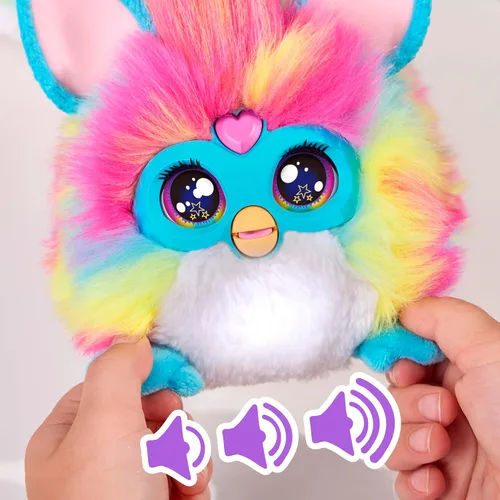 Miniatura 5 de FURBY Juguete Interactivo DJ, Peluche Electrónico Súper Suave Arcoíris con Música, Luces, Movimiento y Juegos, Habla Inglés y Furbish, 32 Pulgadas