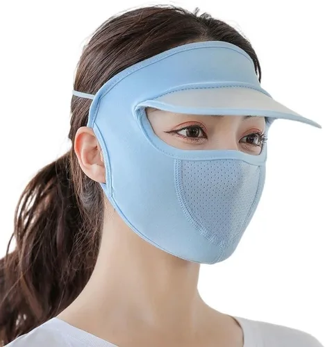 Miniatura 13 de Máscara facial de verano para mujer, protección solar, máscara de Gini, protección de los ojos, protección UV, velo, sombreros para conducir