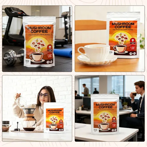 Miniatura 7 de Café instantáneo de hongos con melena de león y cordyceps - Enfoque y apoyo energético, refuerzo inmunológico y cognitivo, polvo alternativo de café