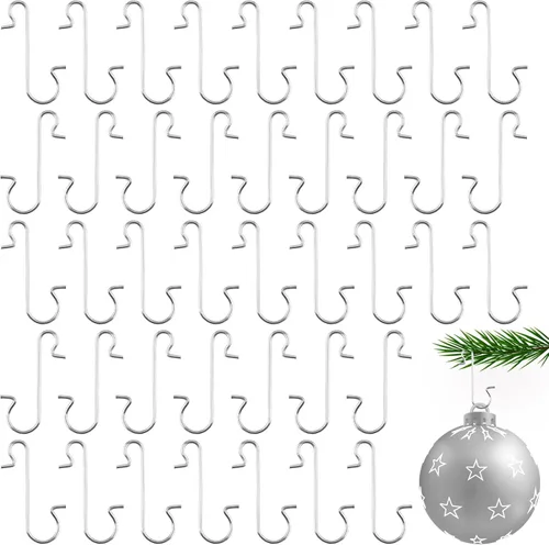 Miniatura 10 de Paquete de 100 ganchos para adornos, ganchos para adornos de Navidad, ganchos para adornos de Navidad, ganchos de alambre de metal, ganchos