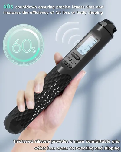 Miniatura 3 de nonogo Cuerda de saltar inalámbrica con contador para fitness, cuerda de saltar inteligente ajustable para hombres, mujeres, niños, boxeo de Negro
